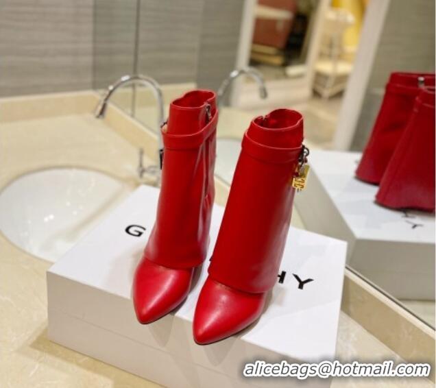 Discount Givenchy Shark Lock Wedge Ankle Boots 8.5cm in Leather Red 923019