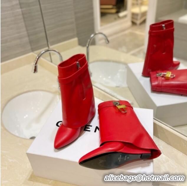 Discount Givenchy Shark Lock Wedge Ankle Boots 8.5cm in Leather Red 923019