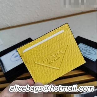 Good Product Prada Saffiano Leather Card Holder 2MC223 Yellow 2023