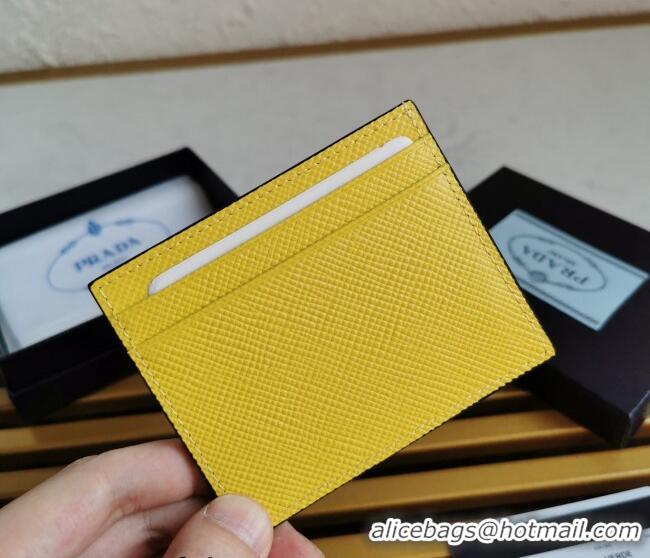 Good Product Prada Saffiano Leather Card Holder 2MC223 Yellow 2023