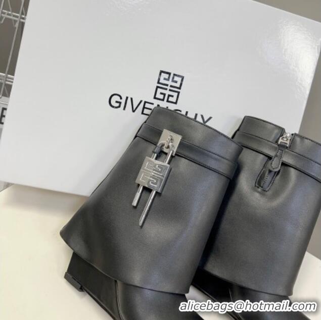 Duplicate Givenchy Shark Lock Wedge Ankle Boots 8.5cm in Leather Black 926100