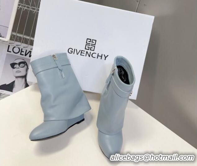 Good Product Givenchy Shark Lock Wedge Ankle Boots 8.5cm in Leather Blue 926101