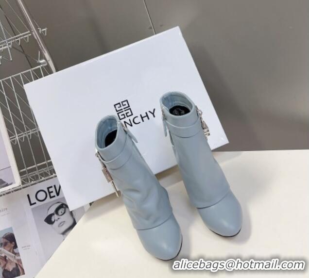 Good Product Givenchy Shark Lock Wedge Ankle Boots 8.5cm in Leather Blue 926101