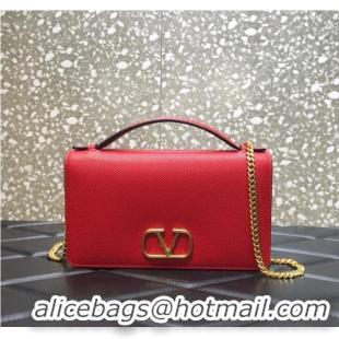 Top Grade VALENTINO grain calfskin leather bag 0688 Red