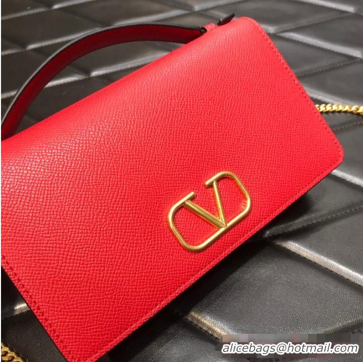 Top Grade VALENTINO grain calfskin leather bag 0688 Red