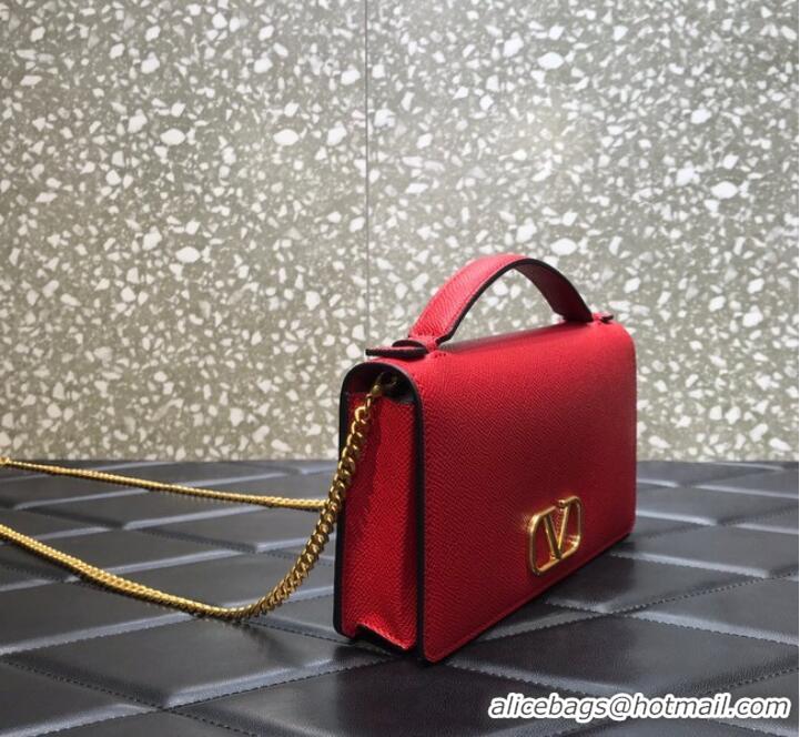 Top Grade VALENTINO grain calfskin leather bag 0688 Red