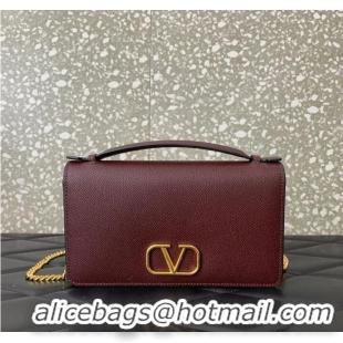 Grade Quality VALENTINO grain calfskin leather bag 0688 Wine