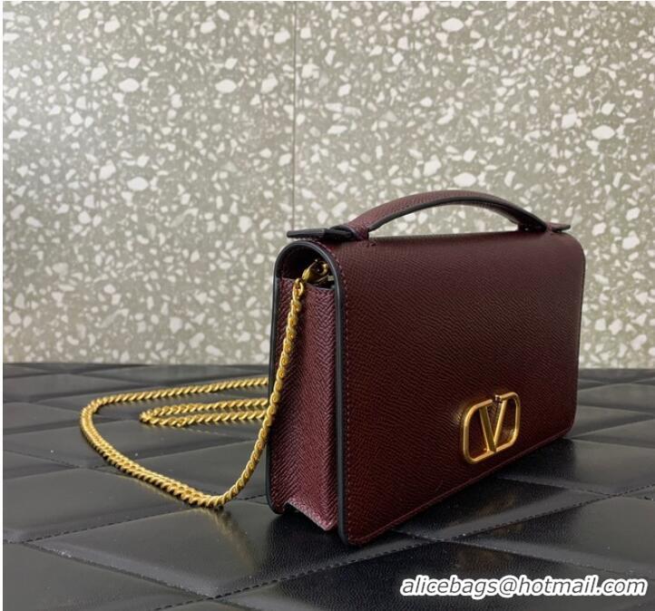 Grade Quality VALENTINO grain calfskin leather bag 0688 Wine