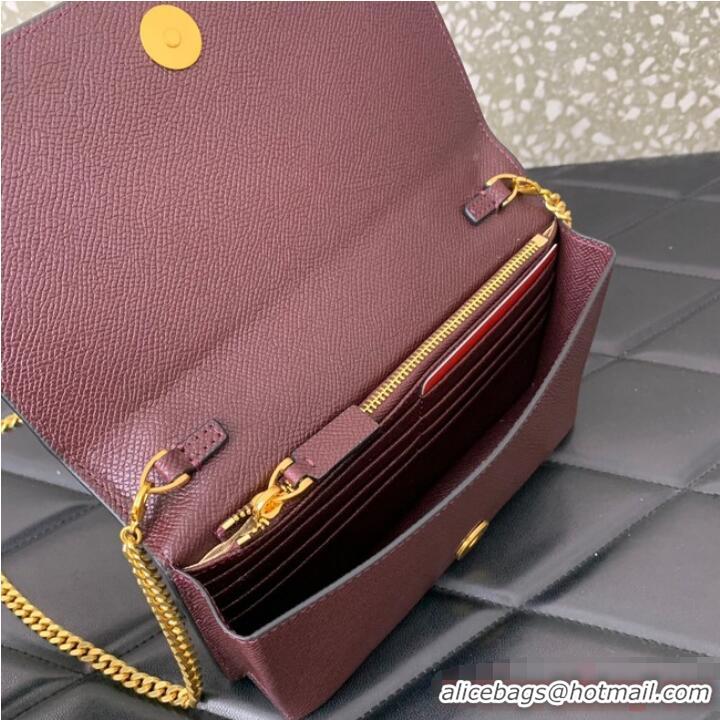 Grade Quality VALENTINO grain calfskin leather bag 0688 Wine