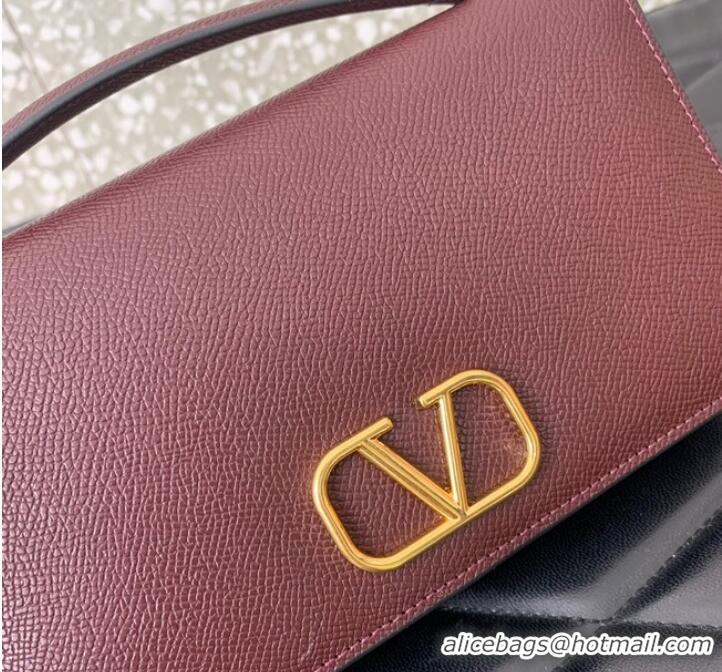 Grade Quality VALENTINO grain calfskin leather bag 0688 Wine