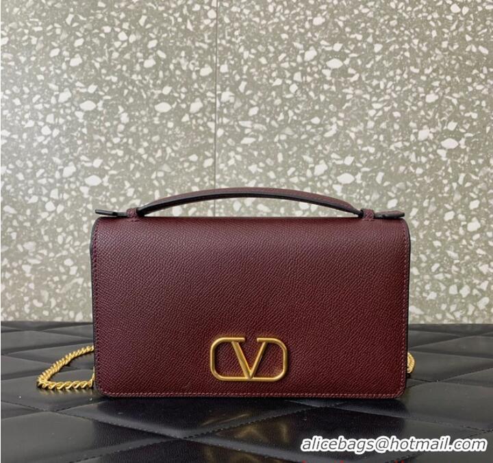 Grade Quality VALENTINO grain calfskin leather bag 0688 Wine