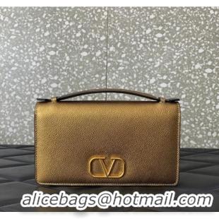 Low Cost VALENTINO grain calfskin leather bag 0688 Gold