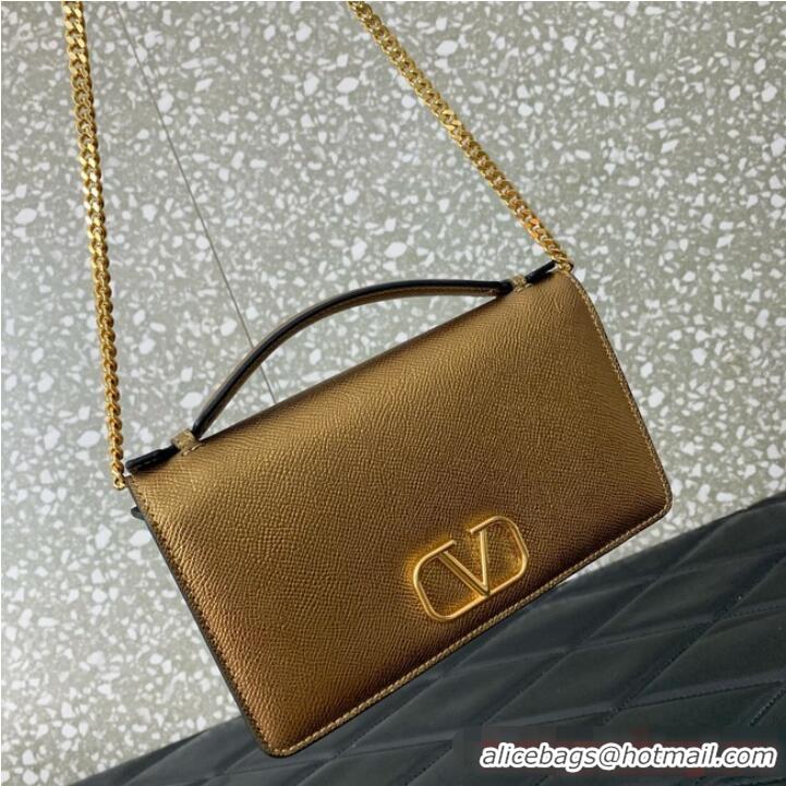 Low Cost VALENTINO grain calfskin leather bag 0688 Gold