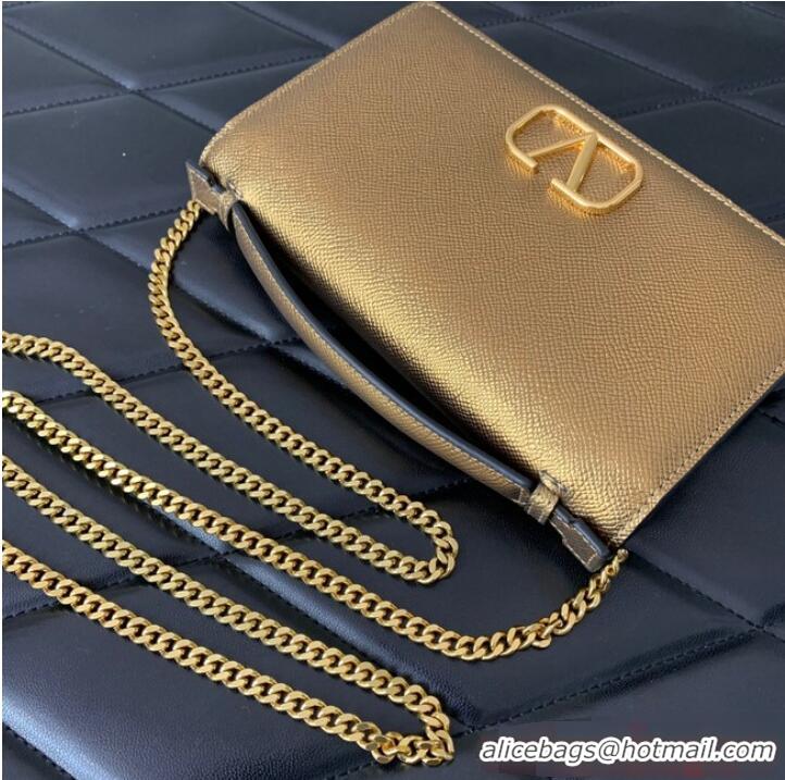 Low Cost VALENTINO grain calfskin leather bag 0688 Gold