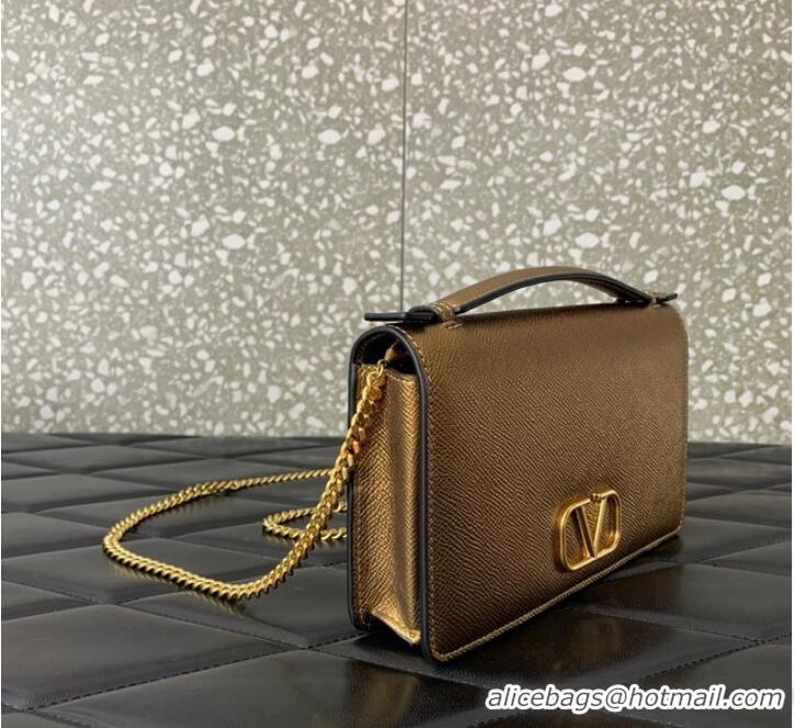 Low Cost VALENTINO grain calfskin leather bag 0688 Gold