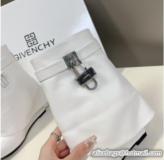 Best Price Givenchy Shark Lock Wedge Ankle Boots 8.5cm in Leather White 926104