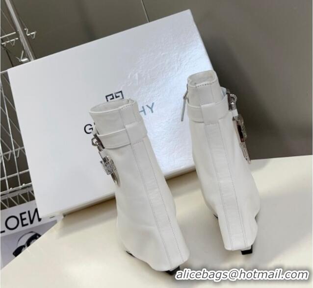 Best Price Givenchy Shark Lock Wedge Ankle Boots 8.5cm in Leather White 926104