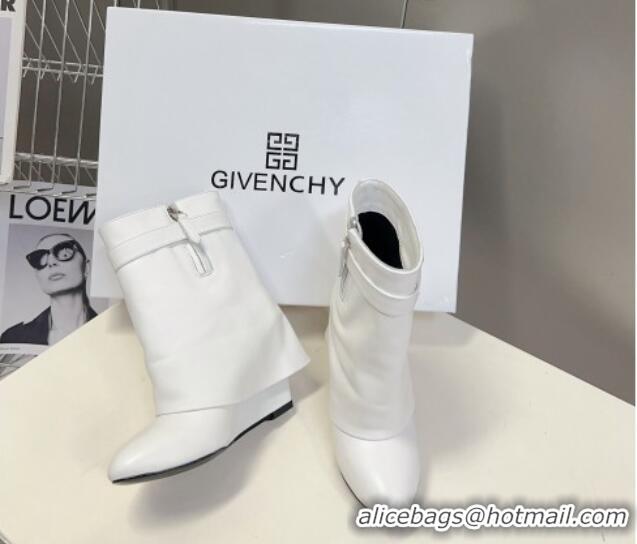 Best Price Givenchy Shark Lock Wedge Ankle Boots 8.5cm in Leather White 926104