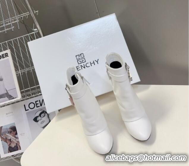 Best Price Givenchy Shark Lock Wedge Ankle Boots 8.5cm in Leather White 926104