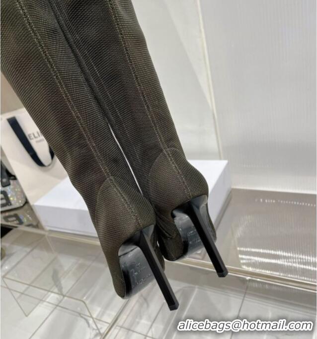 Stylish Givenchy Show High Boots 9.5cm in knit and leather Green 926126