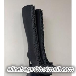 Most Popular Givenchy Show High Boots 9.5cm in knit and leather Black 926127