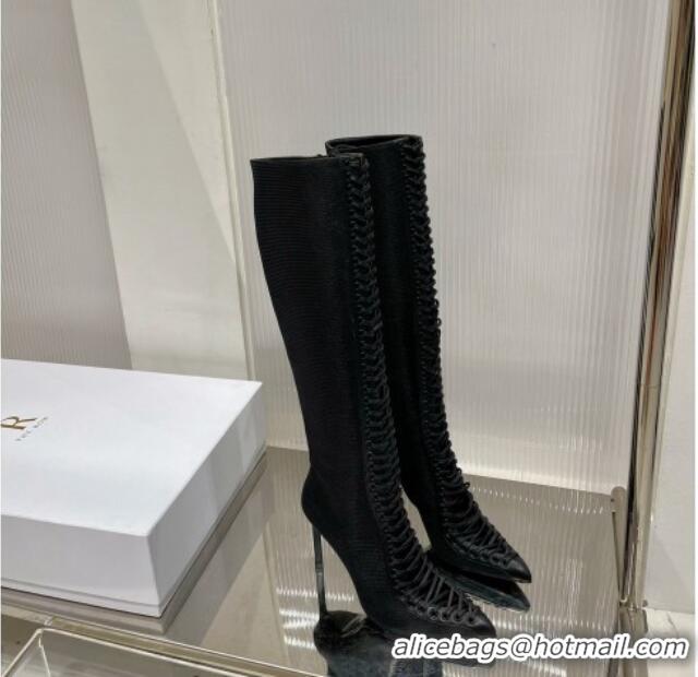 Most Popular Givenchy Show High Boots 9.5cm in knit and leather Black 926127