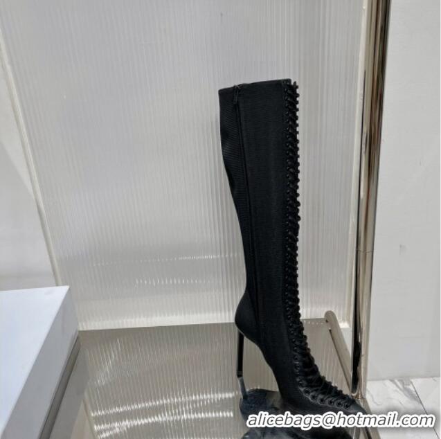 Most Popular Givenchy Show High Boots 9.5cm in knit and leather Black 926127