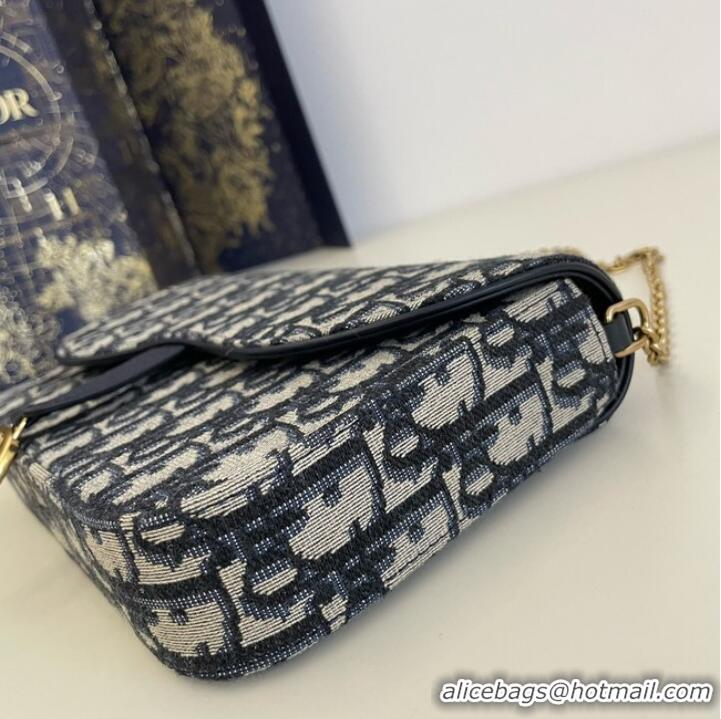 Best Price SADDLE POUCH WITH CHAIN Blue Dior Oblique Jacquard S5907CT