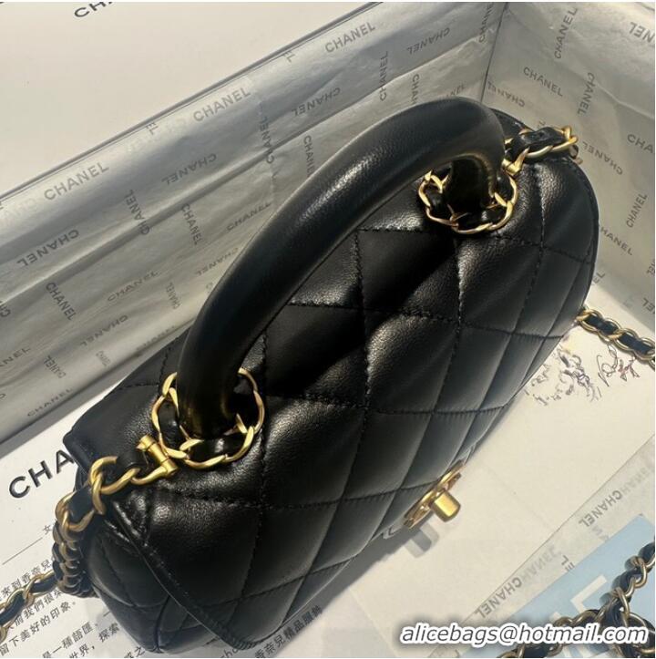 Famous Brand Chanel flap bag with top handle AS4573 Black