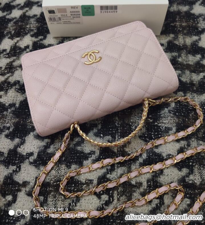 Top Quality Chanel FLAP PHONE HOLDER WITH CHAIN AP3575 PINK