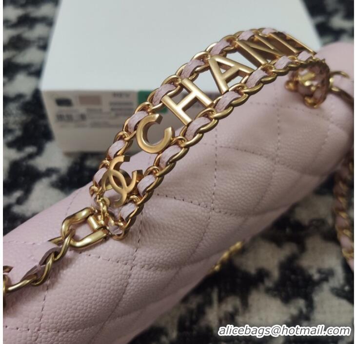 Top Quality Chanel FLAP PHONE HOLDER WITH CHAIN AP3575 PINK