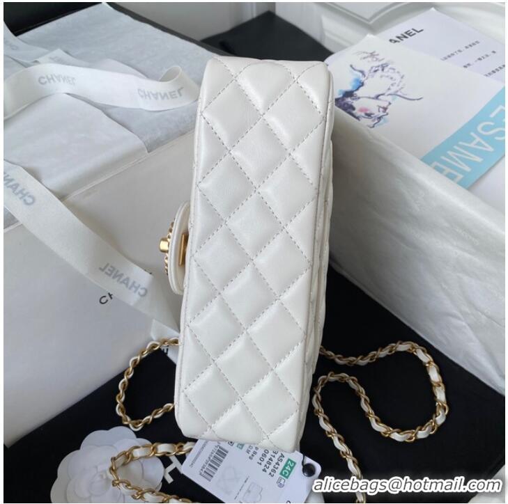 Best Price Chanel FLAP PHONE HOLDER WITH CHAIN AS4362 WHITE