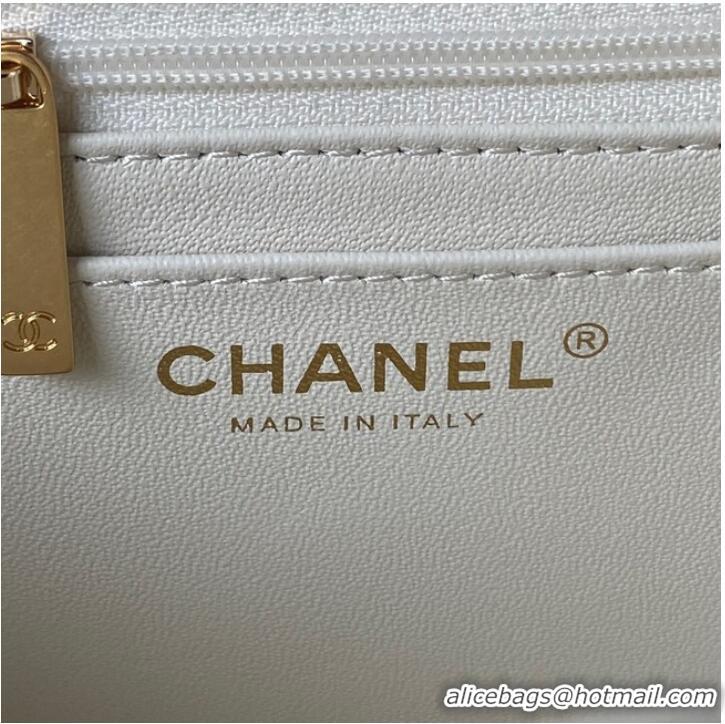 Best Price Chanel FLAP PHONE HOLDER WITH CHAIN AS4362 WHITE