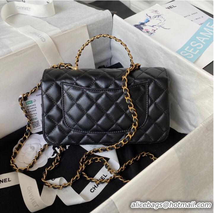 Promotional Chanel FLAP PHONE HOLDER WITH CHAIN AS4362 BLACK