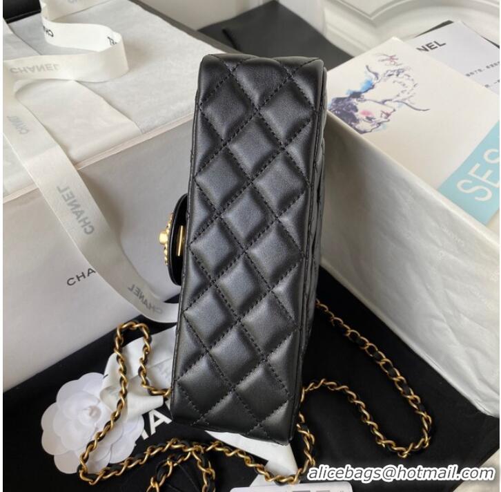 Promotional Chanel FLAP PHONE HOLDER WITH CHAIN AS4362 BLACK