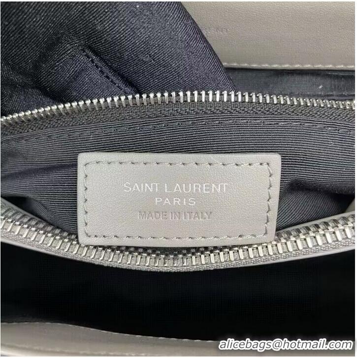 Buy Inexpensive SAINT LAURENT Loulou Monogram Large quilted leather shoulder bag 392288 Light Gray Sliver-Tone