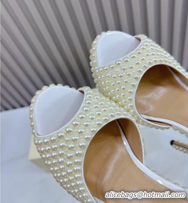 Custom Jimmy Choo Max Pearls Platform Sandals 13cm White 025112