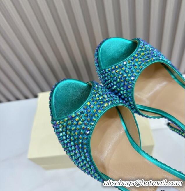 Elegant Jimmy Choo Max Crystals Platform Sandals 13cm Green 025113