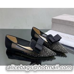 Discount Jimmy Choo Gala Mesh Ballet Flat with Crystals Black 1025120