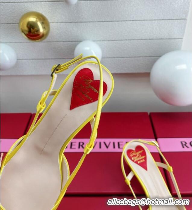 Best Product Roger Vivier Virgule Bow Slingback Pumps in Satin 4.5cm Heel Yellow 392220