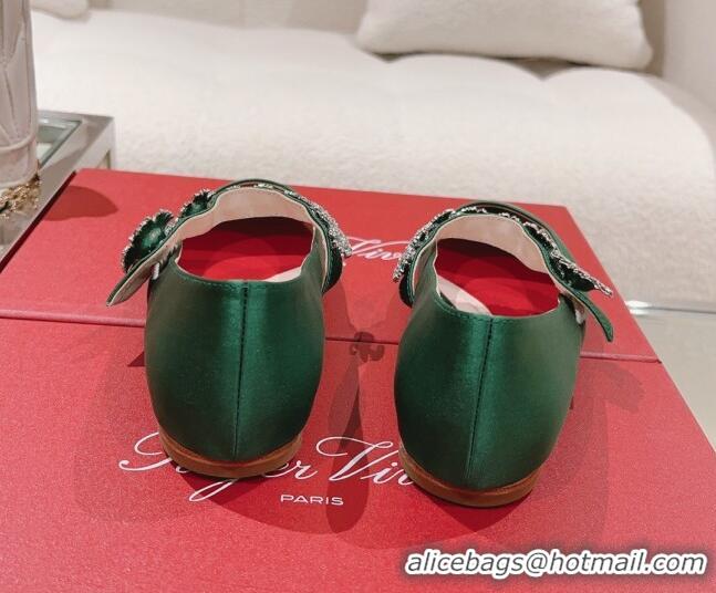 Purchase Roger Vivier Bouquet Flower Babies Flat Ballerina in Satin Green 392214