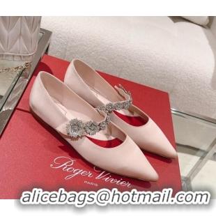 Shop Duplicate Roger Vivier Bouquet Flower Babies Flat Ballerina in Satin Pink 392213