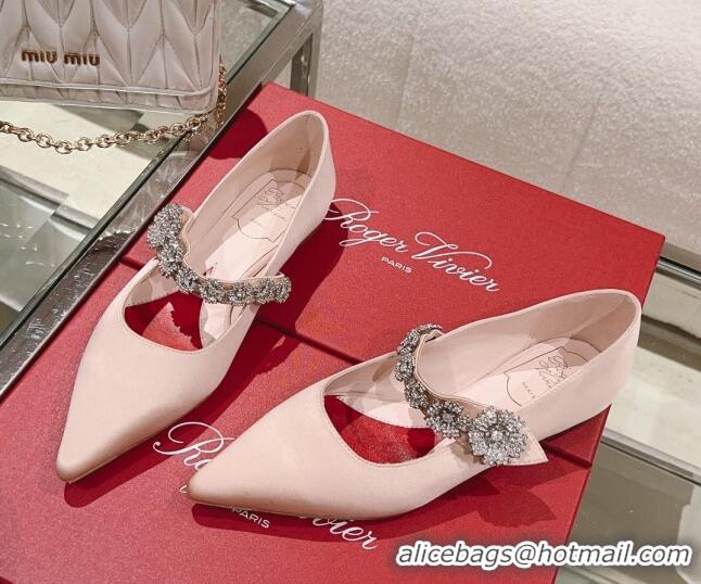 Shop Duplicate Roger Vivier Bouquet Flower Babies Flat Ballerina in Satin Pink 392213