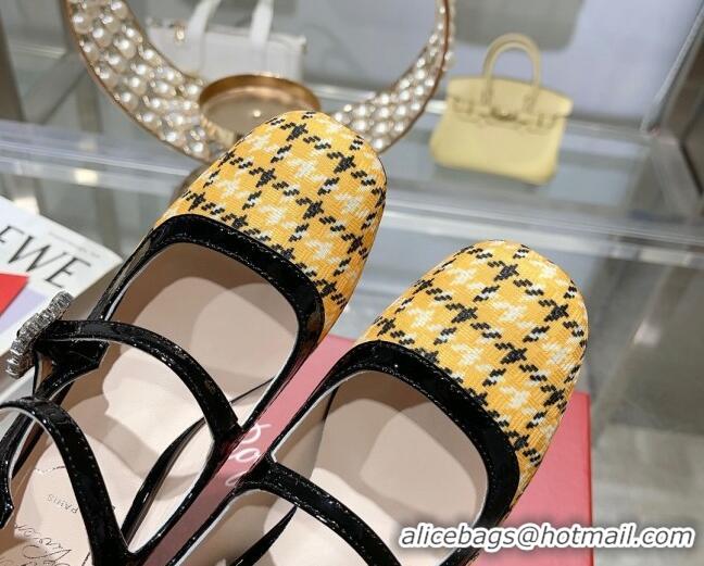 Top Quality Roger Vivier Trés Vivier Strass Buckle Mini Babies Pumps 8.5cm in Fabric Yellow 1013079