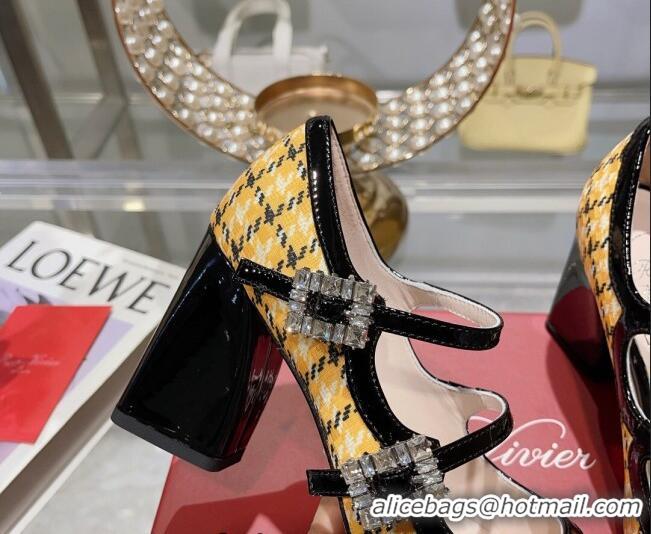 Top Quality Roger Vivier Trés Vivier Strass Buckle Mini Babies Pumps 8.5cm in Fabric Yellow 1013079