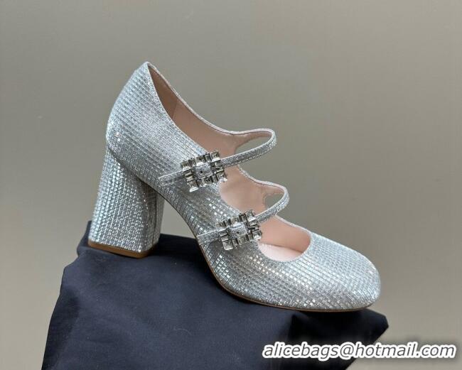 Top Quality Roger Vivier Trés Vivier Strass Buckle Mini Babies Pumps 8cm in Crystals Silver White 121057