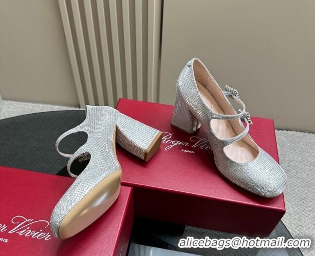 Top Quality Roger Vivier Trés Vivier Strass Buckle Mini Babies Pumps 8cm in Crystals Silver White 121057