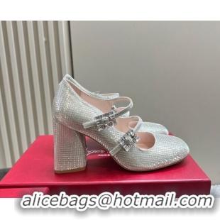 Best Price Roger Vivier Trés Vivier Strass Buckle Mini Babies Pumps 8cm in Crystals Silver 1121058