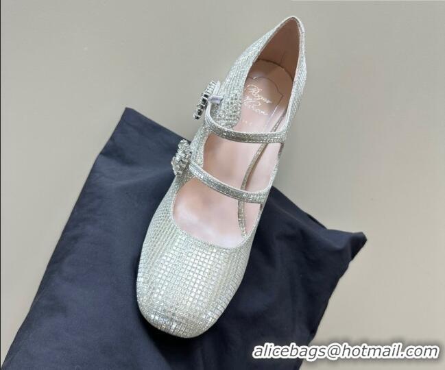 Best Price Roger Vivier Trés Vivier Strass Buckle Mini Babies Pumps 8cm in Crystals Silver 1121058