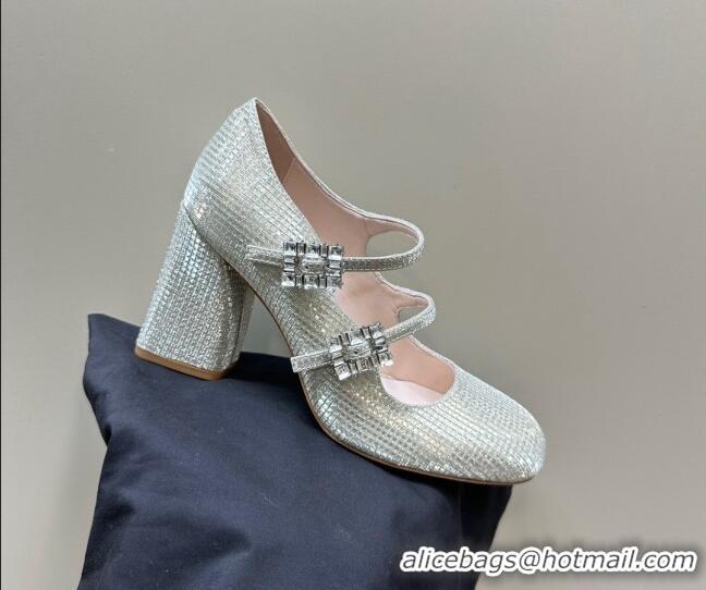 Best Price Roger Vivier Trés Vivier Strass Buckle Mini Babies Pumps 8cm in Crystals Silver 1121058